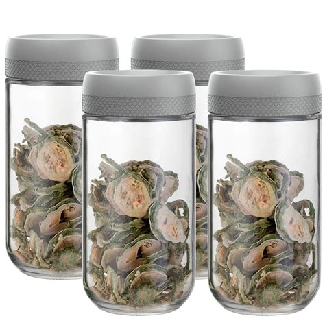 Magnifying Glass Jars | 4pcs Set |800ml | Off-White