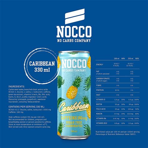 NOCCO Energy Drink | BCAA, 180mg Caffeine sugar free drinks enhanced ...