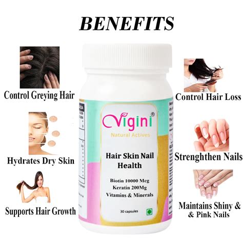 Vigini Biotin 10000mcg Hair Growth, Healthy Glowing Skin Capsule, 30 C ...