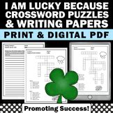 I am Lucky Because Shamrock Writing Prompt St Patricks Day Crossword ...