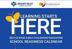 SCHOOL READINESS CALENDAR - 2021-22 BVSD EARLY CHILDHOOD EDUCATION ...