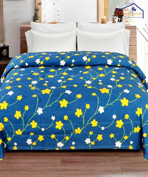 Blue Floral 350GSM Single Bed Comforter – Weave & Decor