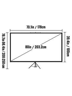 Buy VEVORbrand Tripod Projector Screen with Stand 80 inch 16:9 4K HD ...