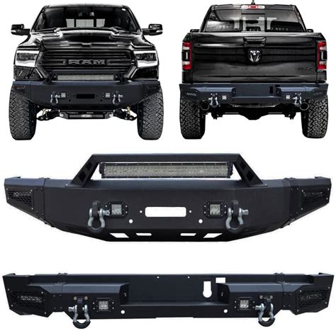Buy Vijay Front Bumper and Rear Bumper with Winch Plate and LED Lights ...