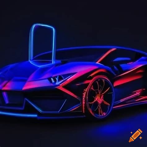 Super Car Lamborghini With Neon Lights