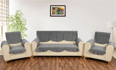 Yellow Weaves 5 Seater Quilted Sofa Cover and Chair Cover with Arm ...