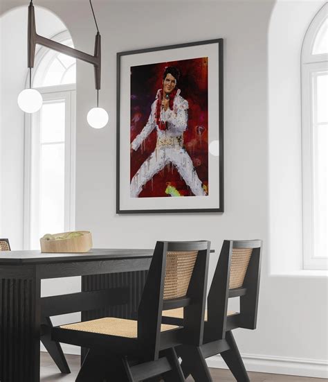 Elvis Presley Poster Red Stage Performance Music Icon Wall Art Digital ...