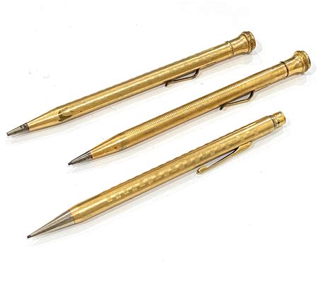 Lot - Three Eversharp Gold Filled Propelling Pencils with Engine Turned ...