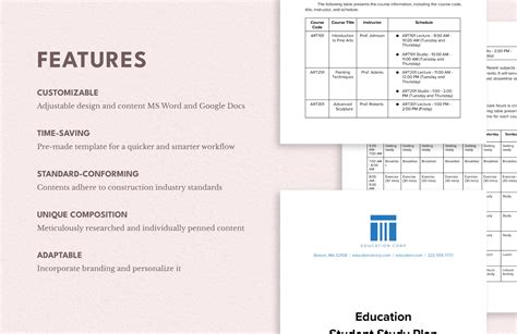 Education Student Study Plan Template in Word, PDF, Google Docs ...
