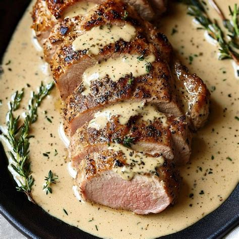 Best-Ever Pork Tenderloin with Dijon Cream Sauce - SavorySplash | Pork ...