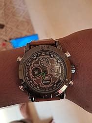 Sylvi Analogue-Digital Luxury Black Dial Brown Leather Strap Multi ...