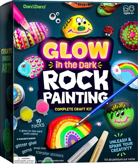 Kids Rock Painting Kit - Glow in The Dark - Arts & Crafts Easter Gifts ...