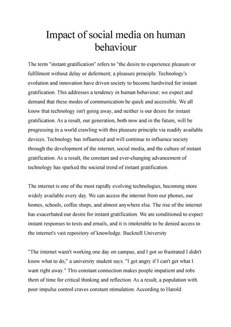 Impact of social media on human behaviour - Impact of social media on ...