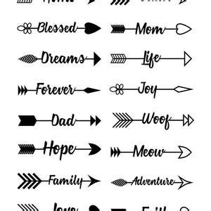 Buy 16 Arrow Words Clipart, Rustic Arrows Clipart, Arrow Svgs, Wedding ...