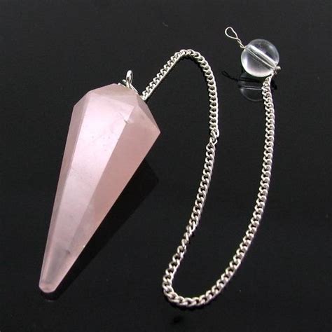 Natural Rose Quartz Polished Point Pendulum Dowser Healing Reiki ...