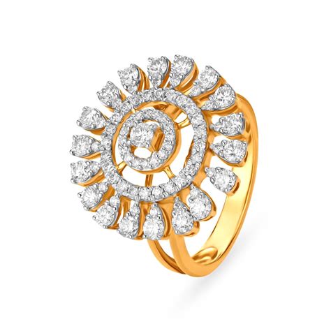 Marvellous 18 Karat Yellow Gold And Diamond Floral Finger Ring