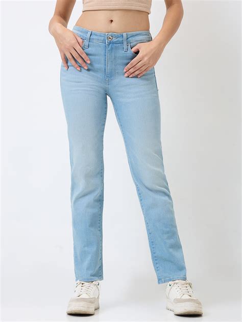 SPYKAR Tinted Blue Slim Fit Mid Rise Jeans For Women