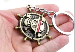 JAINSON MARTIN One Piece Rotating Golden Luffy Head Skull Keychain Key ...