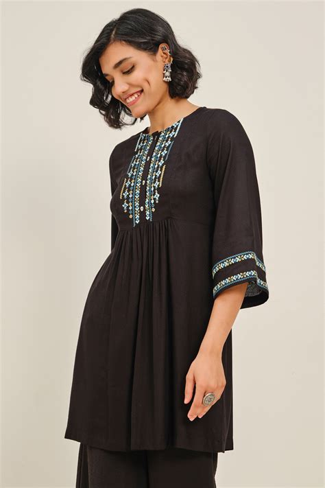 Buy Midnight Magic Tunic Online In India at Global Desi F25H37TU_BLACK
