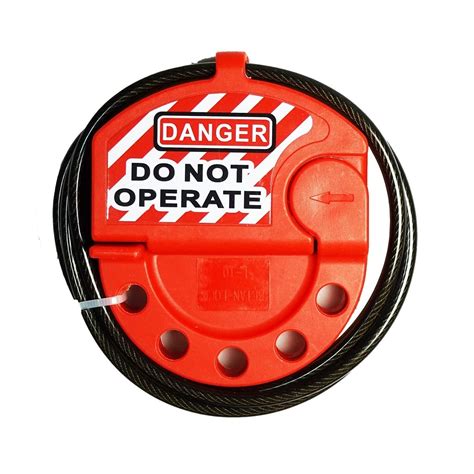 Red Loto Adjustable Steel 4mm Diameter Cable Lockout Safety Lock Device ...