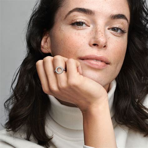 Pandora Halo & Solitaire Rings For Sale - Sparkling Halo Sterling Silver