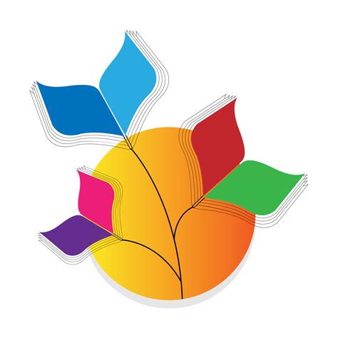 Leaf book logo with full moon. Colorful leaves of a book logo template ...