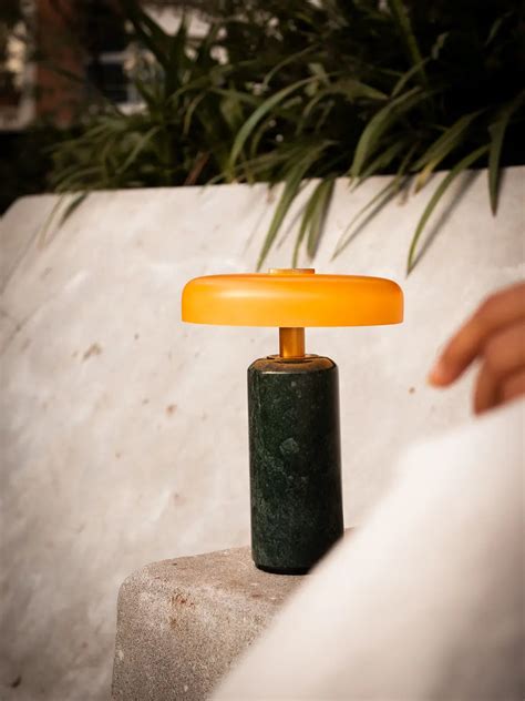 Alba Moss Marble Portable Table Lamp | Gharko