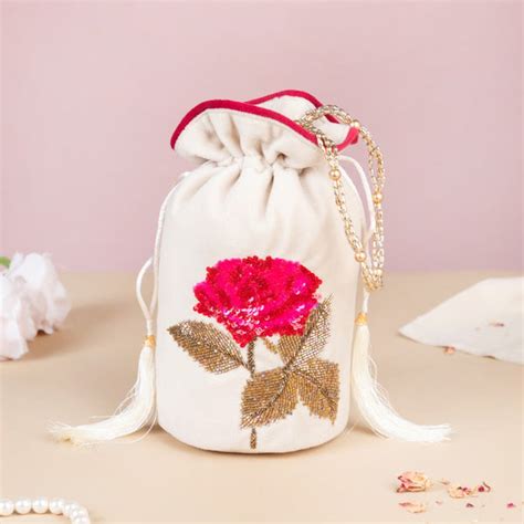Gul Velvet Potli Bag Off White Online - Premium Potli Bag | Nestasia