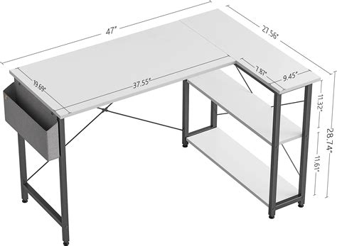 Buy CubiCubi 120 cm Small L Shaped Computer Desk with Storage Shelves ...