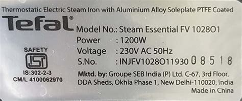 Buy Tefal Electric Steam Iron Essential 1200 Watt II Steam & Dry ...