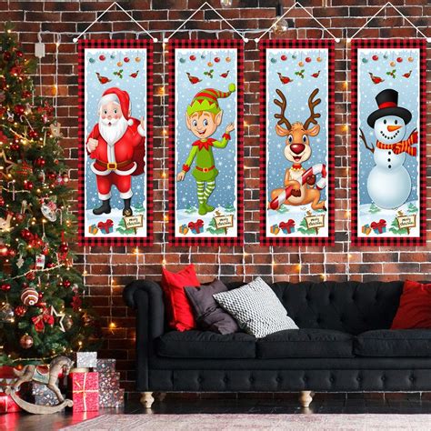 Buy Vintage Christmas Decorations Poster Backdrop Red Black Plaid Old ...