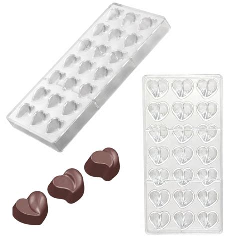 Bakewareind 3D Heart Polycarbonate Chocolate Mould, 21 cavity
