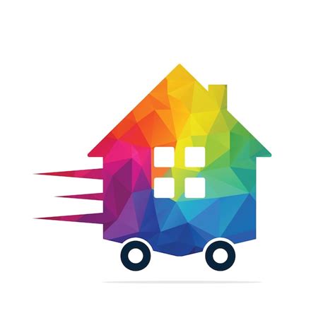 Home Delivery Logo Design House mit Reifenbewegungslogo-Vorlage ...