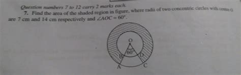 find the area of shaded region in figure where radius of two concentric ...
