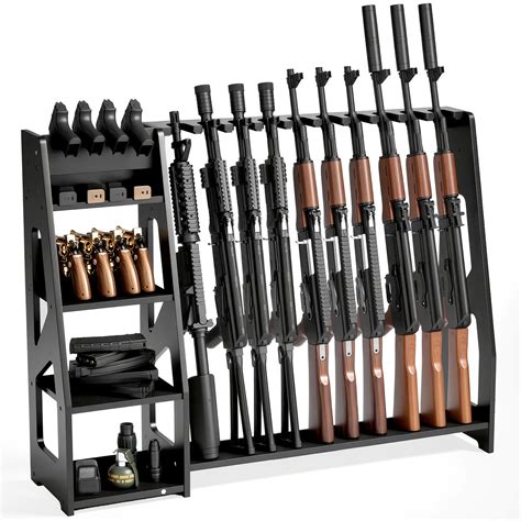 Gun Racks, 10 Rifle Floor Standing with Pistol Shelves - Blacksmith