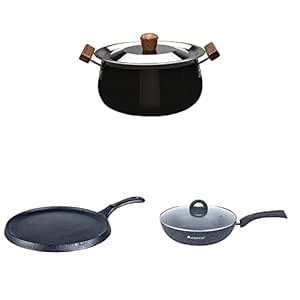 Buy Wonderchef - Handi with Lid, 3.5 Litres/21cm, Black/Brown ...