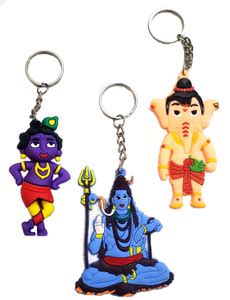 Loja collection Lord Krishna With Shiva And Ganesha combo rubber Key ...