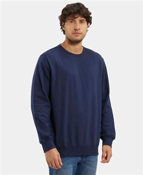 Buy Super Combed Cotton French Terry Solid Sweatshirt with Ribbed Cuffs ...