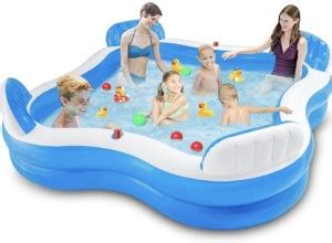 Attire Inflatable Family Swimming Pool with Seat and Backrest, Above ...