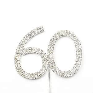 La Tartelette Rhinestone Crystal Silver Cake Topper Number 60 Birthday ...