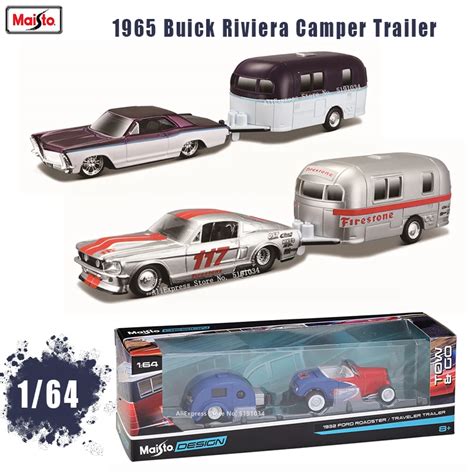 Maisto 1:64 Hot New Product 1965 Buick Riviera Camper Trailer Design ...