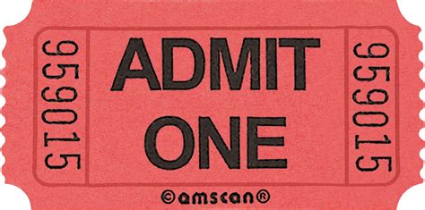 "Admit One" Ticket Roll, Assorted Colours, 2-in, 1000-pk, for Birthday Party | Party City