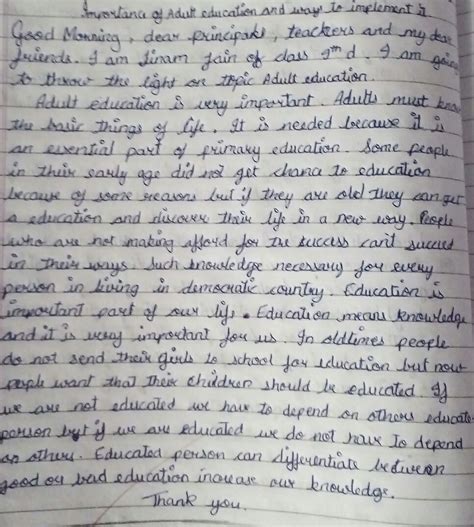 Speech on adult education - Brainly.in