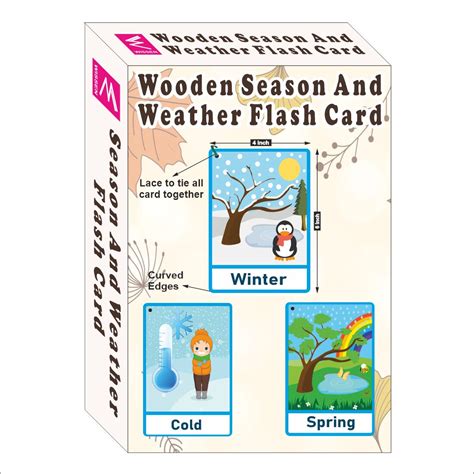 Wooden (MDF) Season and Weather Learning Flash card with lacing thread ...