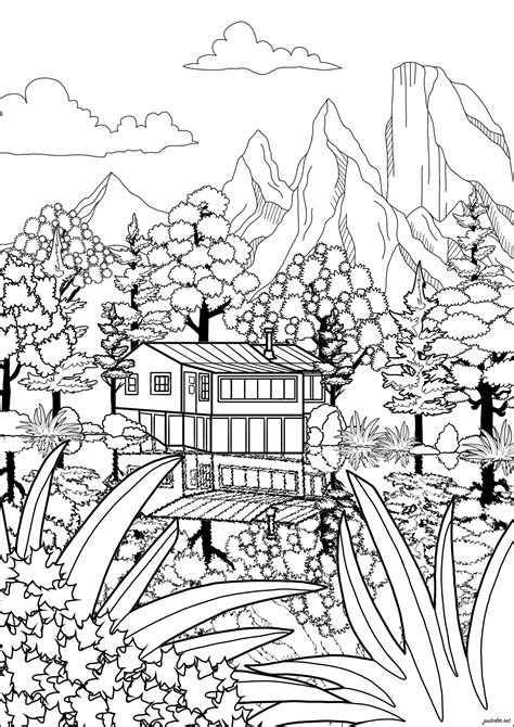Canadian landscape in Indian summer - Landscape Coloring Pages