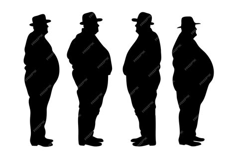 Premium Vector | Fat man vector silhouette illustration isolated on white background Fat man in ...
