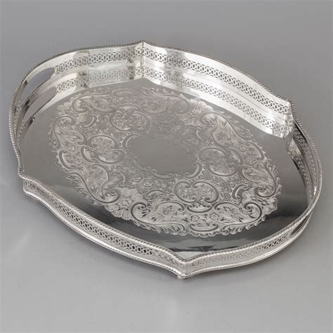 silver plated serving trays from Sheffield England, 20th century ...