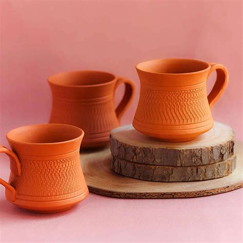 Buy Handmade Royal Terracotta Tea Cups | Set Of 6 Online On Zwende