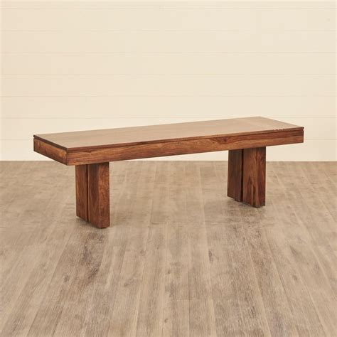 Buy Satvva Sheesham Wood Dining Bench with Brass Inlay - Brown from ...