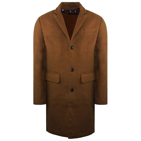 Ben Sherman Lightweight Long Sleeve Collared Mens Camel Coat 0073713C ...